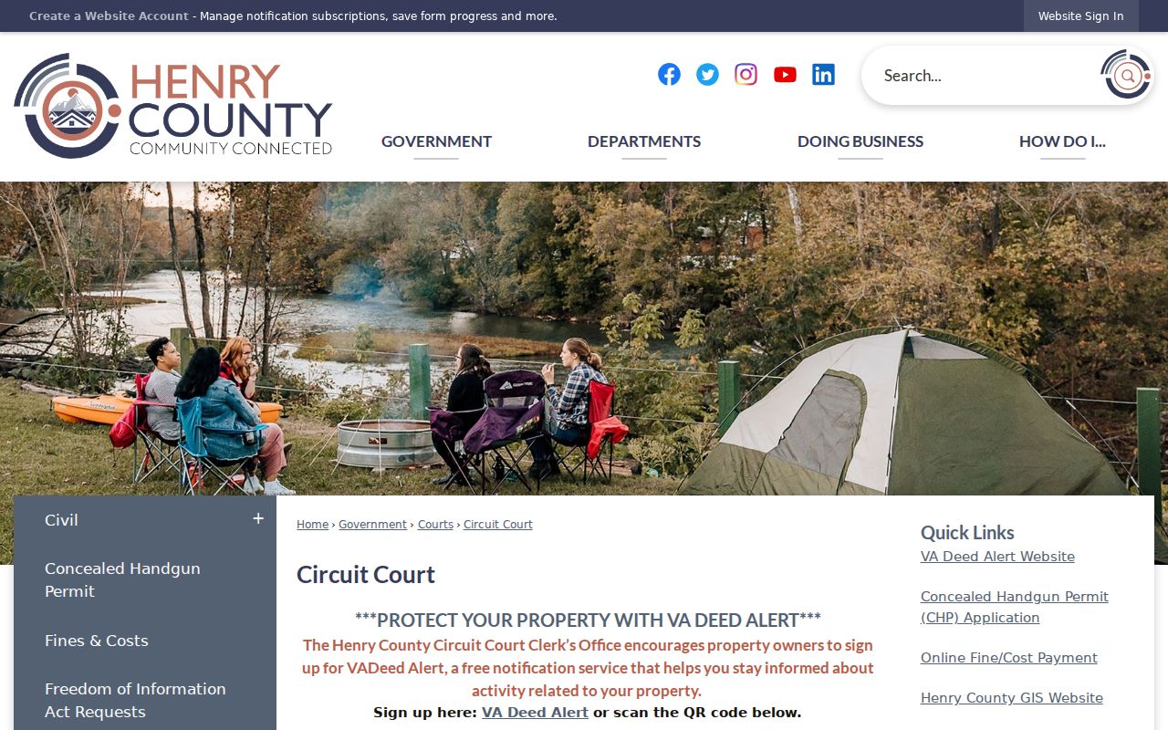Henry County criminal history Circuit Court clerk services