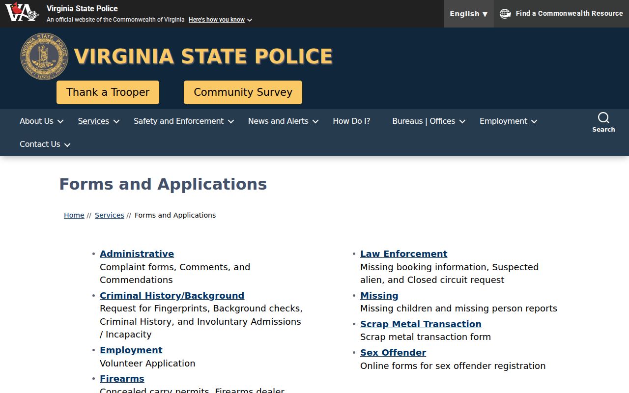 Henry County criminal history Virginia sealing and record forms